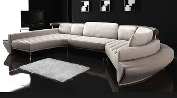 BULLHOFF Wohnlandschaft Leder Wohnlandschaft XXL Sofa U-Form Couch Blau Grün Designsofa ZÜRICH, Made in Europe, das ORIGINAL
