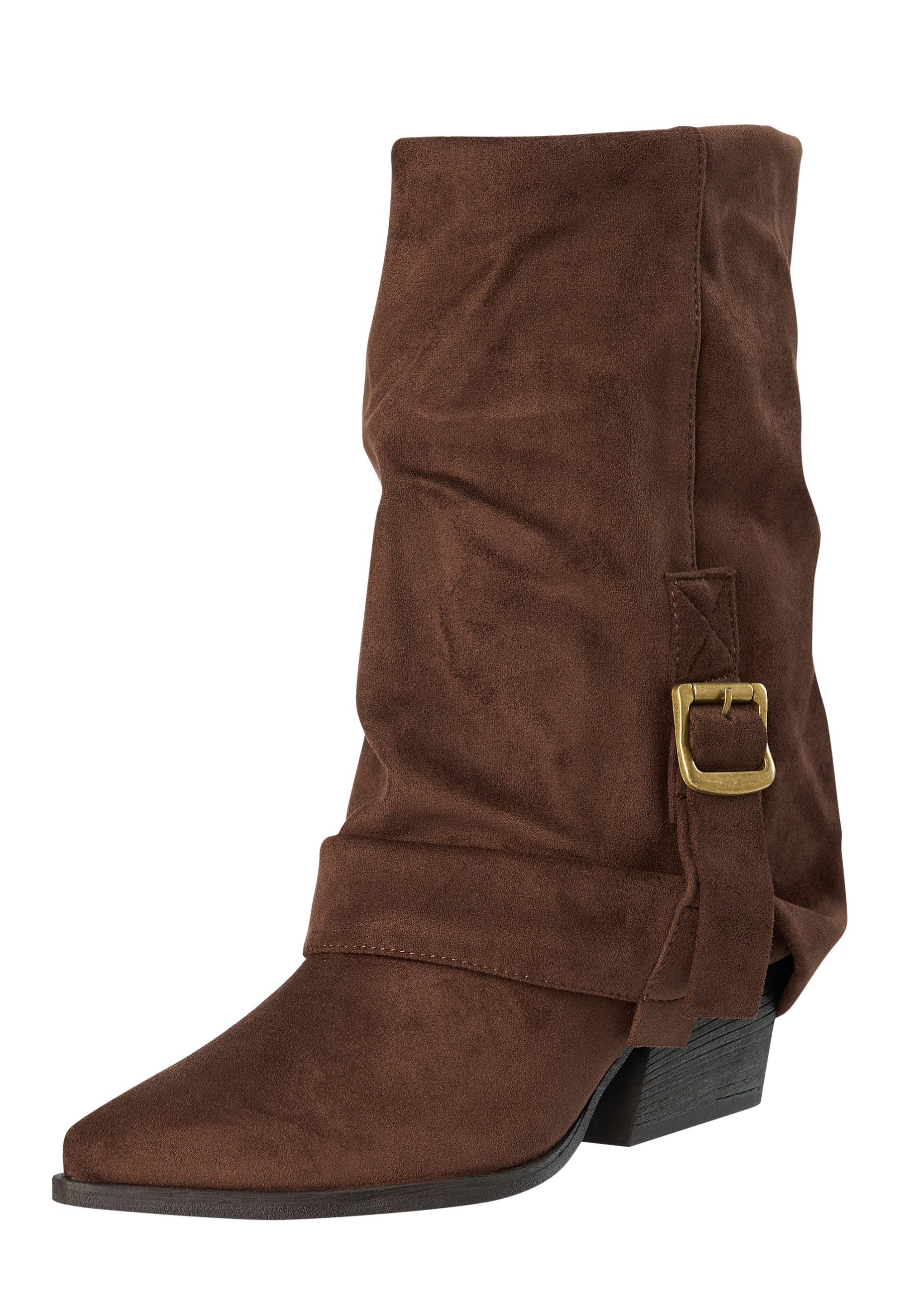 Day Vine Damen Cowboy Boots in Wildlederoptik – Westernstil mit Schnallen Stiefel