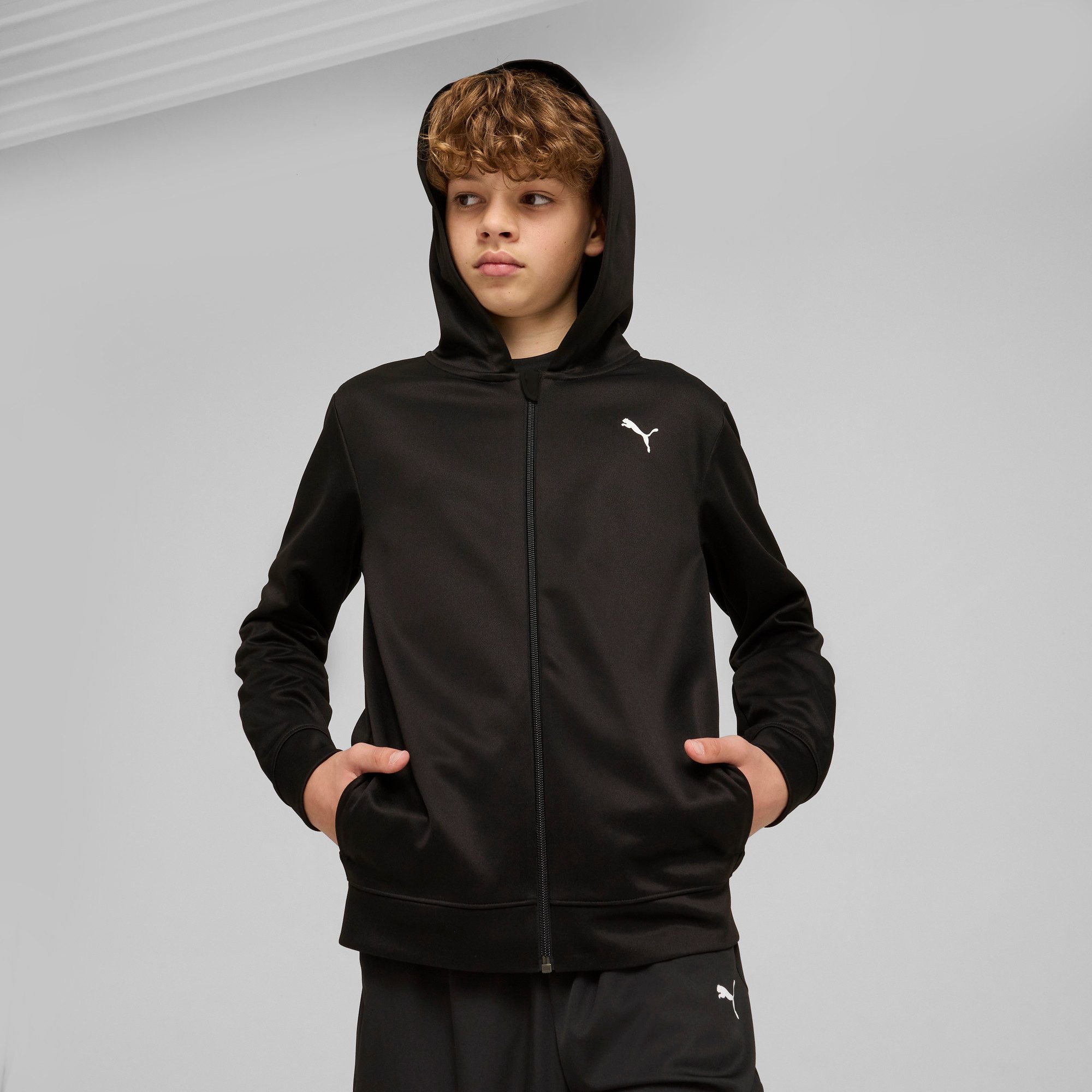 PUMA Kapuzensweatjacke TAD ESS FULL ZIP JACKET B mit Kapuze, für Jugendliche, für sportliche Aktivitäten und Alltag