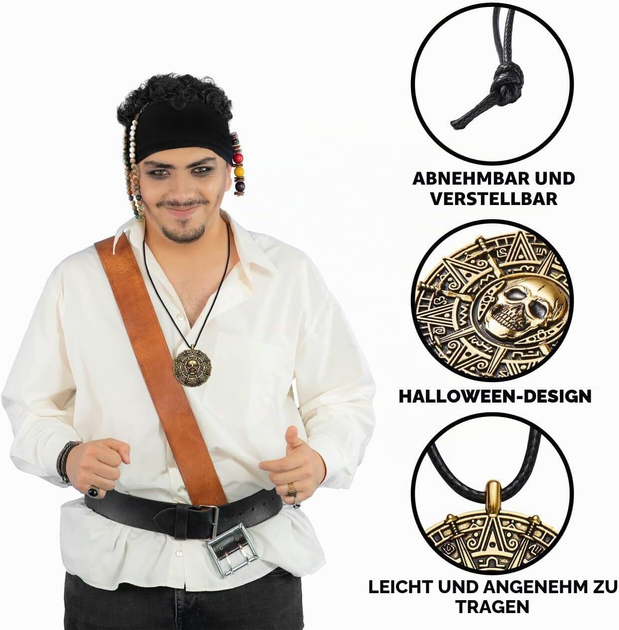 Spooktacular Creations Kette mit Anhänger Spooktacular Creations Halloween Piraten Halskette, Totenkopf – Bild 2 von 5