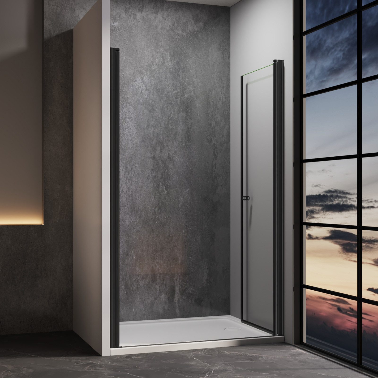 IMPTS Dusch-Drehtür Dusche Nische Duschtür Nischendusche, 70x185 cm, Sicherheitsglas, (Set, mit hochwertigen Aluminiumprofilen in Schwarz) – Bild 2 von 5
