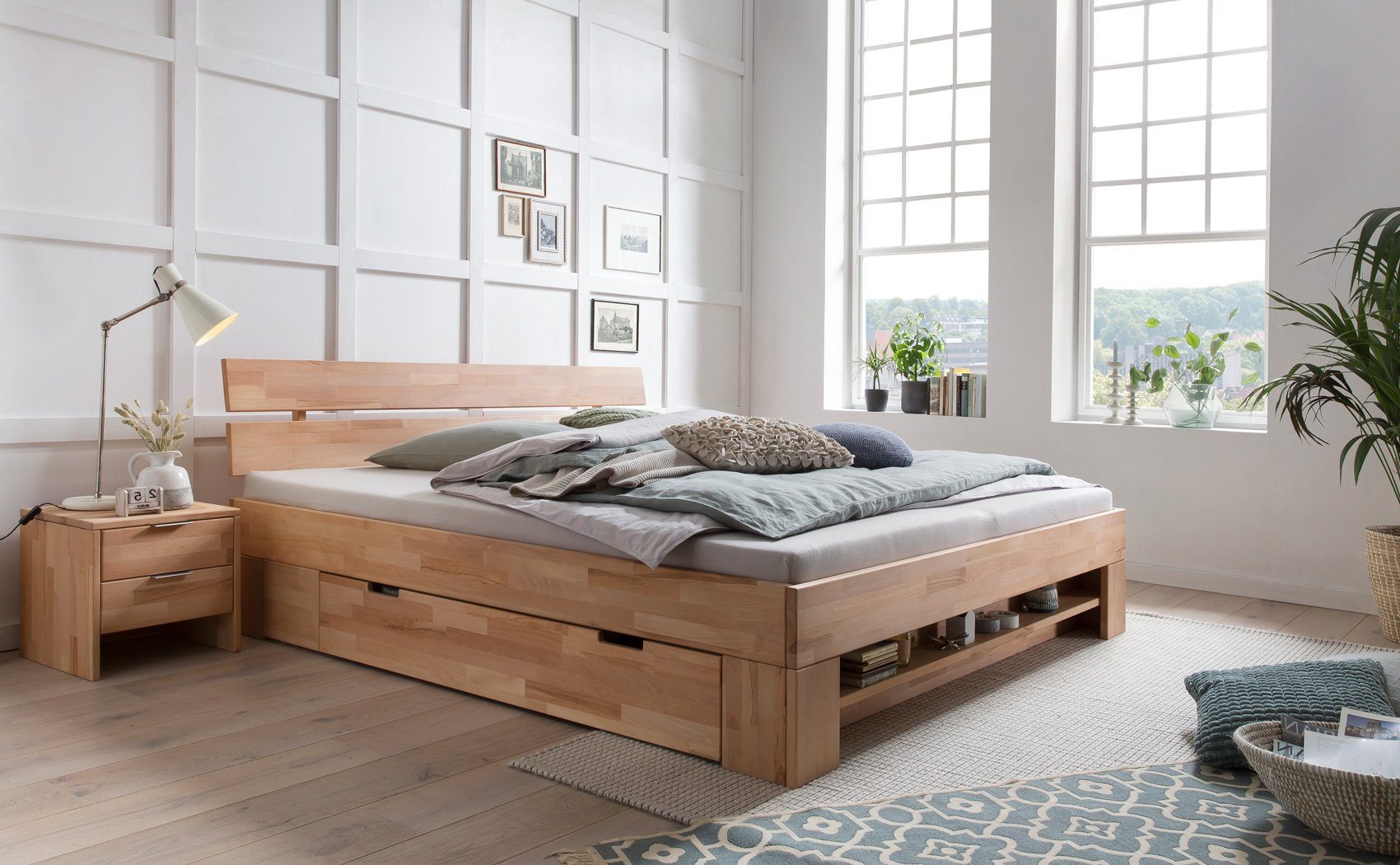 expendio Massivholzbett Erich (Spar-Set, 10-tlg), Kernbuche günstig online kaufen