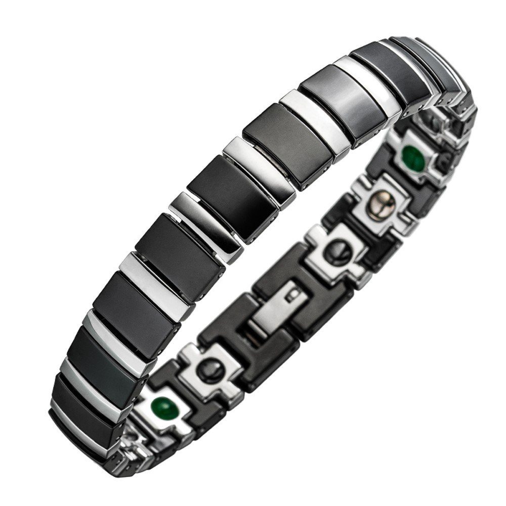 Lunavit Armband Lunavit Magnet Armband Titan Jade schwarz-silber