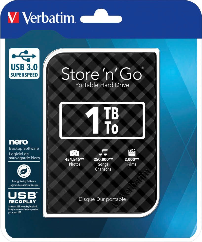 Verbatim Store 'n' TB) Go HDD-Festplatte (1 externe USB 3.0