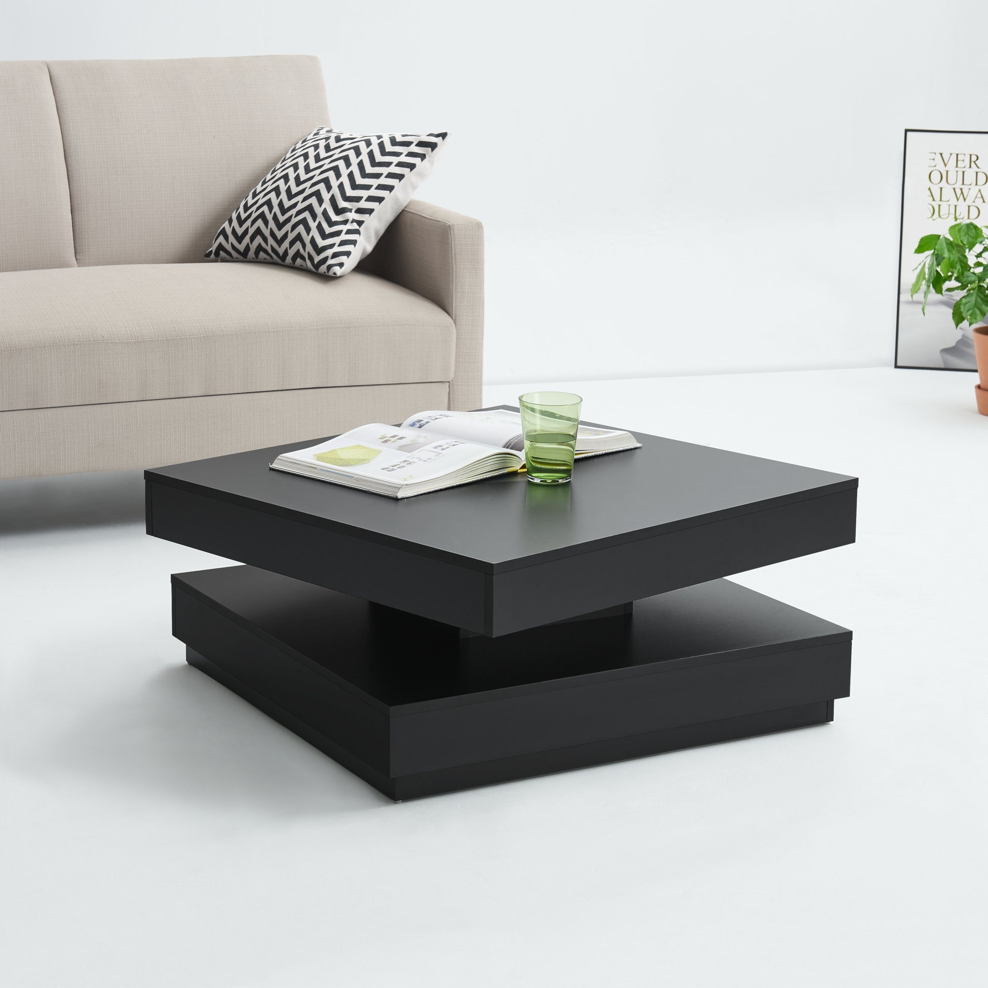 en.casa Couchtisch, »Florenz« Wohnzimmertisch drehbar 76x76x38cm günstig online kaufen