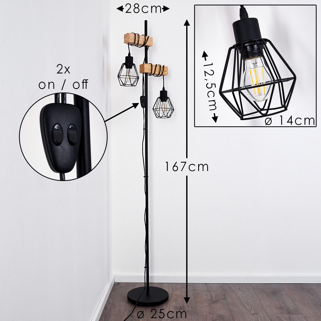 hofstein Stehlampe Vintage Wohn Schlaf Zimmer günstig online kaufen