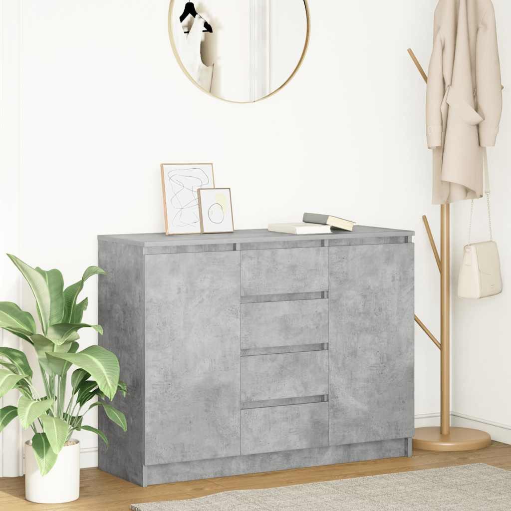 vidaXL Sideboard Sideboard mit Schubladen Betongrau 100,5x35x76 cm Holzwerkstoff (1 St)