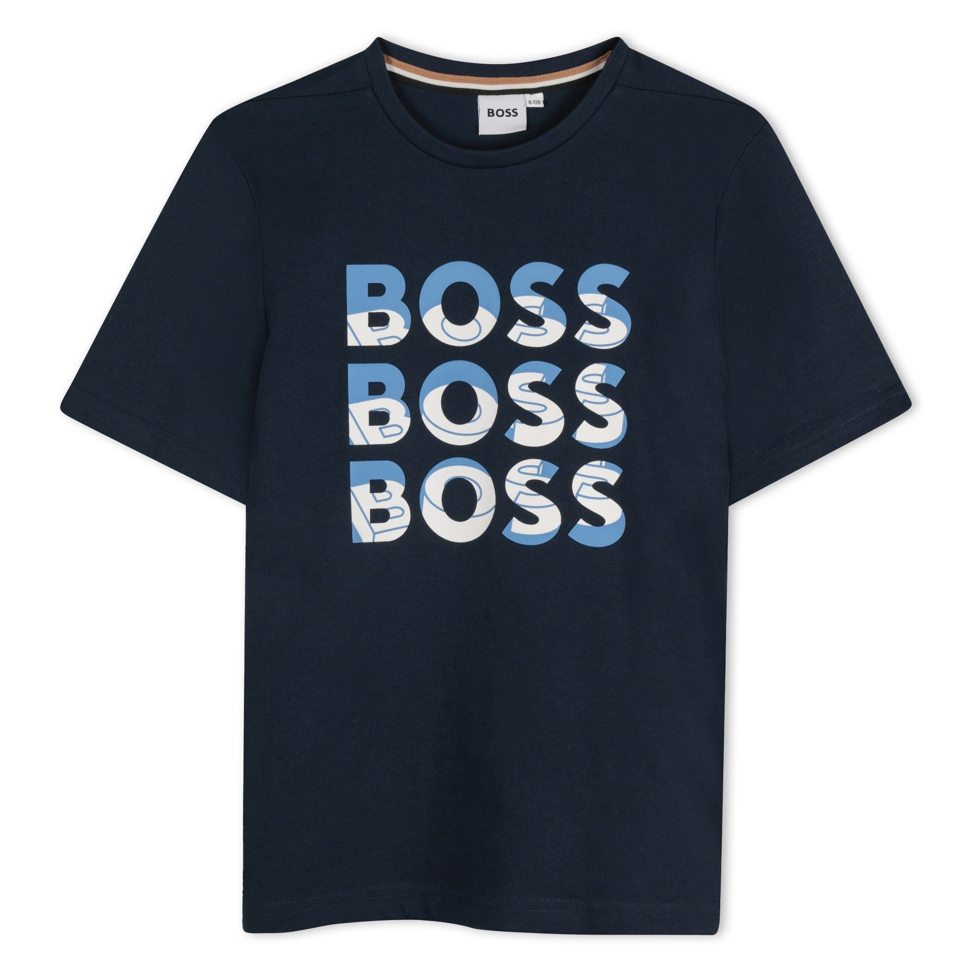 Boss Kidswear Print-Shirt BOSS Kidswear T-Shirt navy mit Logo und stilvollem Farbverlauf