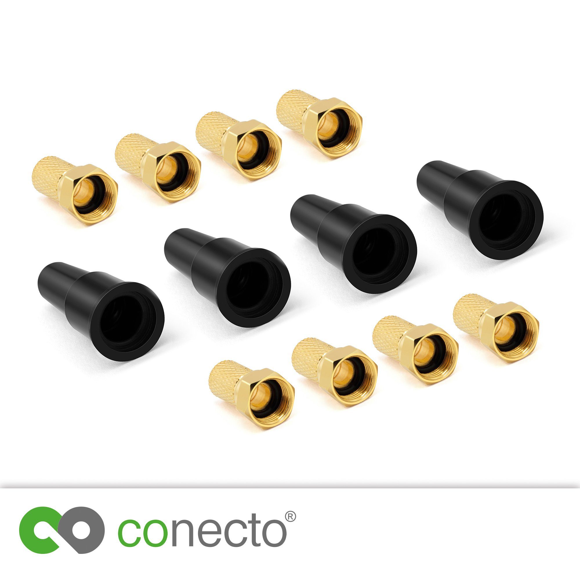 conecto conecto SAT Montage Set, SAT-Kabel 8x vergoldet 12-teilig, und 7mm F-Stecker