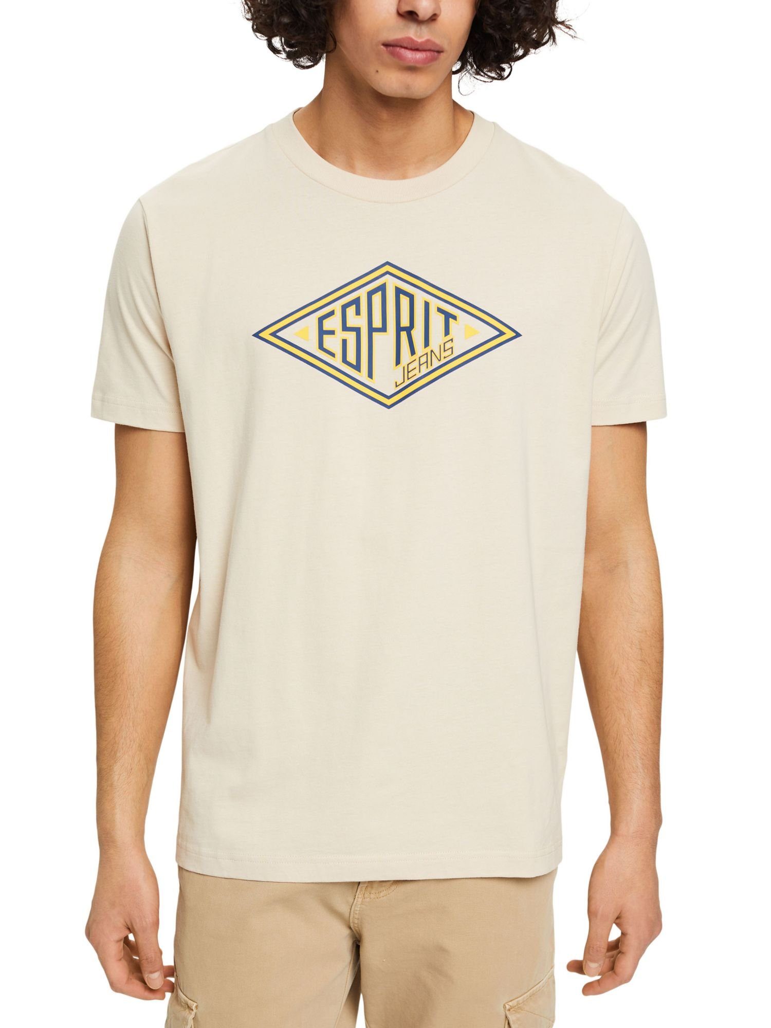 Esprit LIGHT TAUPE mit Baumwoll-T-Shirt Logo T-Shirt (1-tlg)