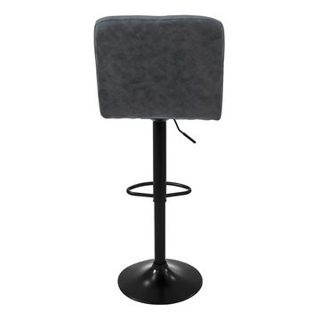 ML-DESIGN Barhocker Barstuhl aus Samt Gepolsterter Stuhl mit Rückenlehne und Fußstütze (2 St), 2x Bistrohocker Anthrazit Kunstleder gepolsterter Sitzhöhe 63-83cm
