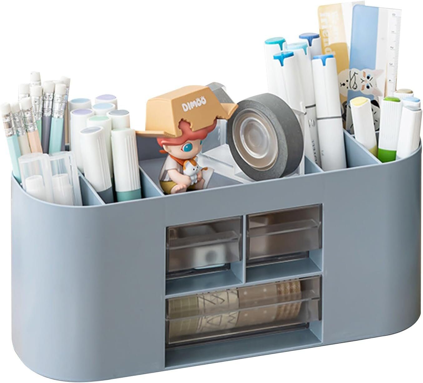 Coonoor Organizer Stifteköcher Aufbewahrungsbox Schreibtisch Aufbewahrungsbox (1 St), 10 Fächer, doppelte durchsichtige Schublade