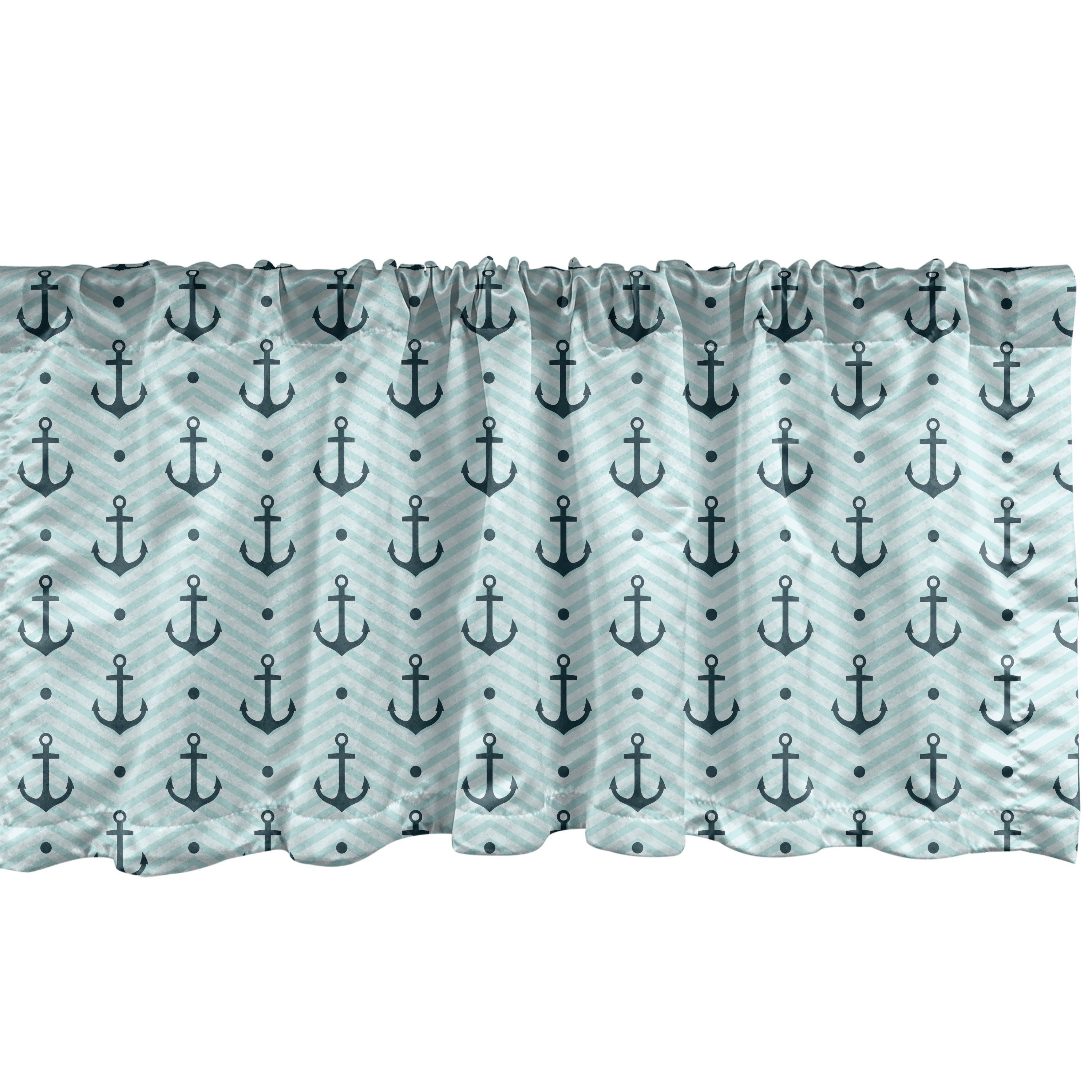 Scheibengardine Vorhang Volant für Küche Schlafzimmer Dekor mit Stangentasche, Abakuhaus, Microfaser, Anker Zick-Zack-Chevron Anchors