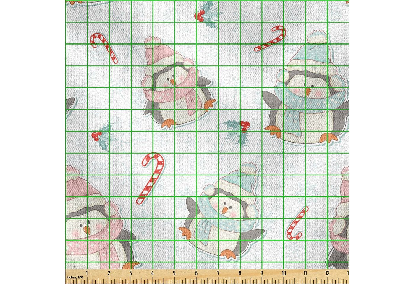 Thumbnail - Abakuhaus Stoff DIY Bastler Stoff für Dekorationszwecke, Zuckerstange Weihnachtspinguine
