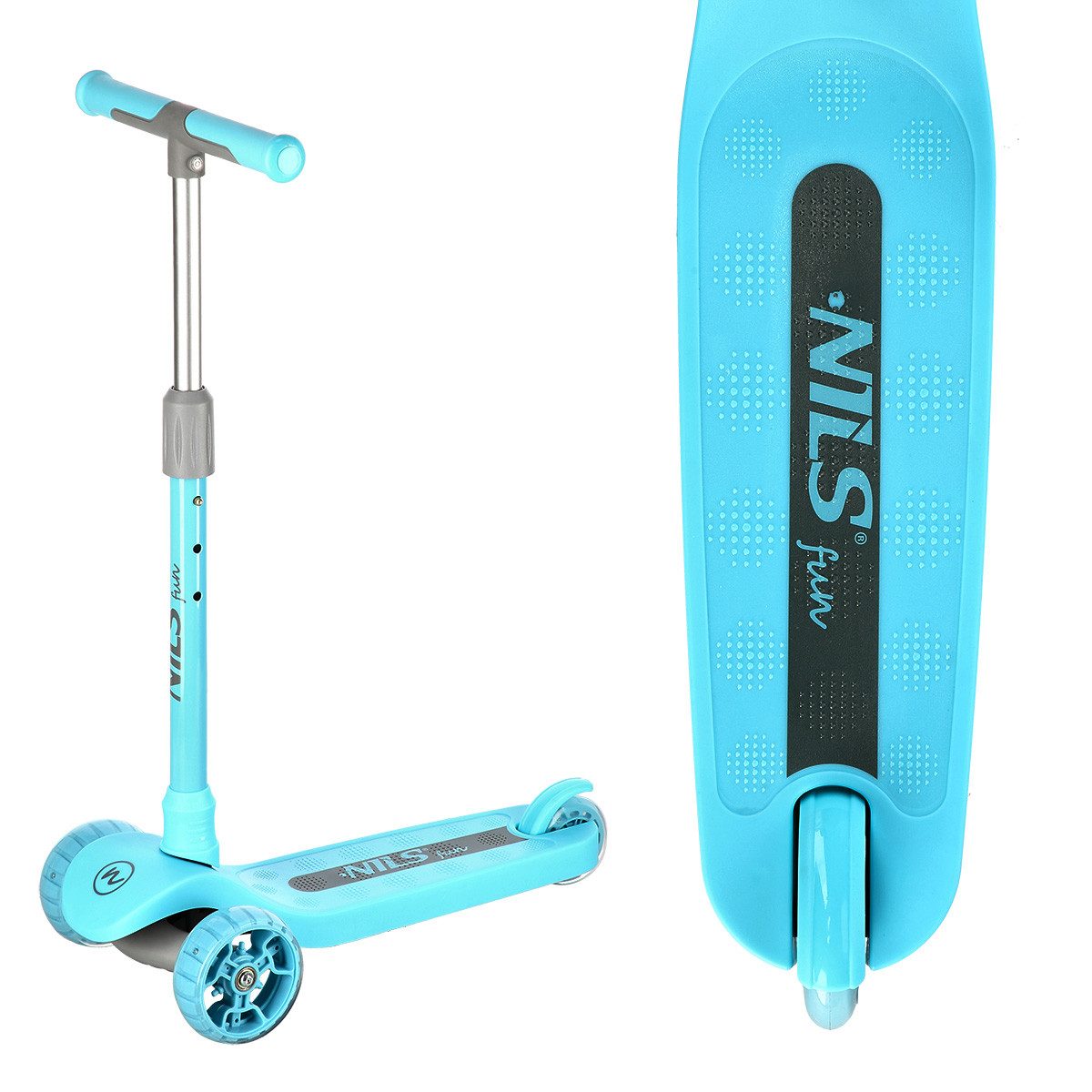 Bubble-Store Tretroller Dreiradroller Trittbrett und Räder mit Beleuchtung, Kinder Roller blau