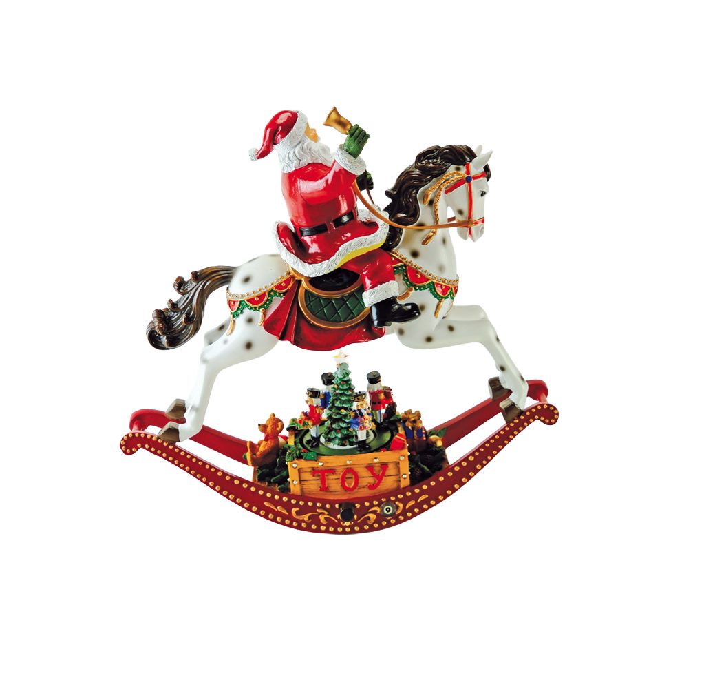 Musicboxworld Spieluhr Schaukelpferd mit Santa