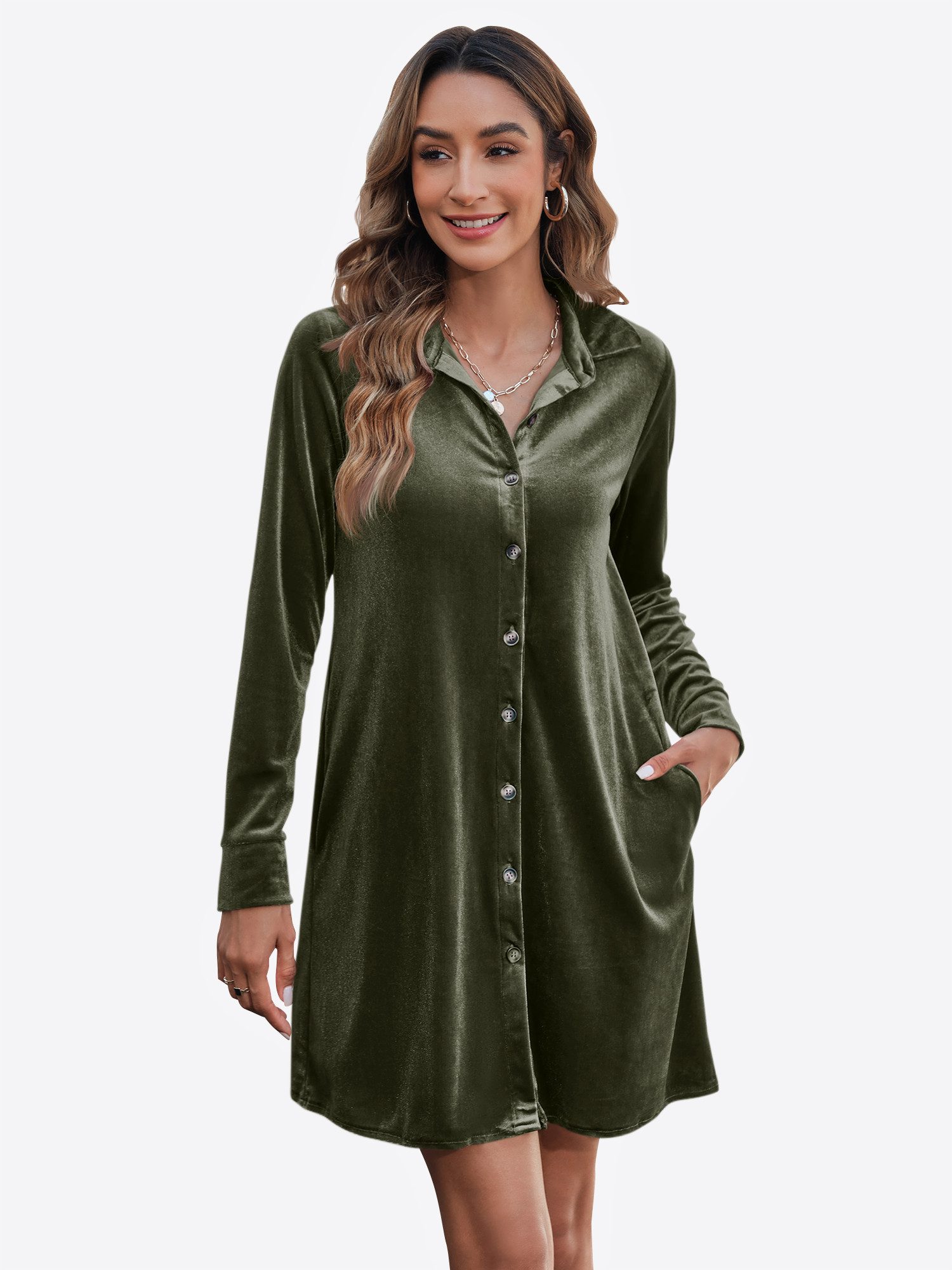 Imily Bela Minikleid Damen Samtkleid mit Knöpfen (Packung, 1-tlg., 1per-Pac günstig online kaufen