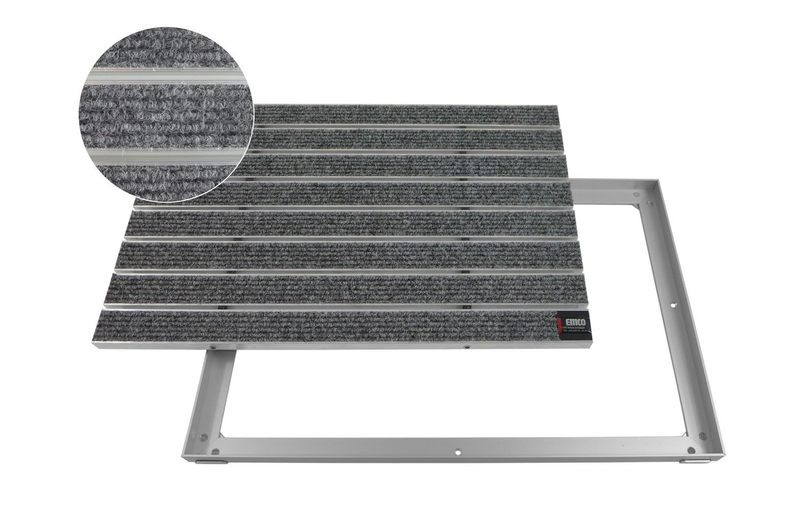 EMCO Eingangsmatte Large Rips grau 22mm Fußmatte Schmutzfangmatte Fußabtreter 