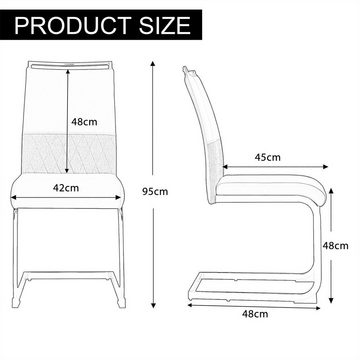 XDeer Esszimmerstuhl 2er Set Esszimmerstühle,Bürostuhl,Querstreifen Rückenlehne Design, Rücklehne aus PU und Leinen,hoher Rücken gepolstert Side Chair