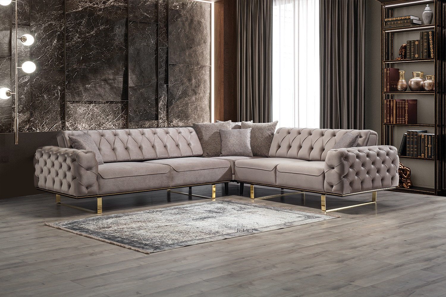 Viva Möbel Sofa LILA, L300 x R260 cm, Luxuriöses LILA Ecksofa mit optimaler Unterstützung.