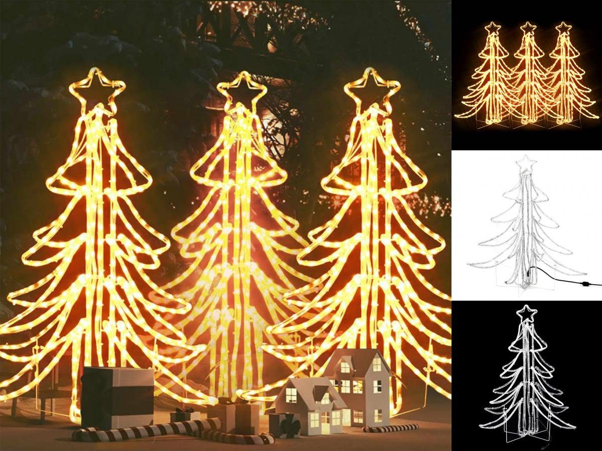 vidaXL Dekolicht LED-Weihnachtsbäume 3 Stk Klappbar Warmweiß 87x87x93 cm