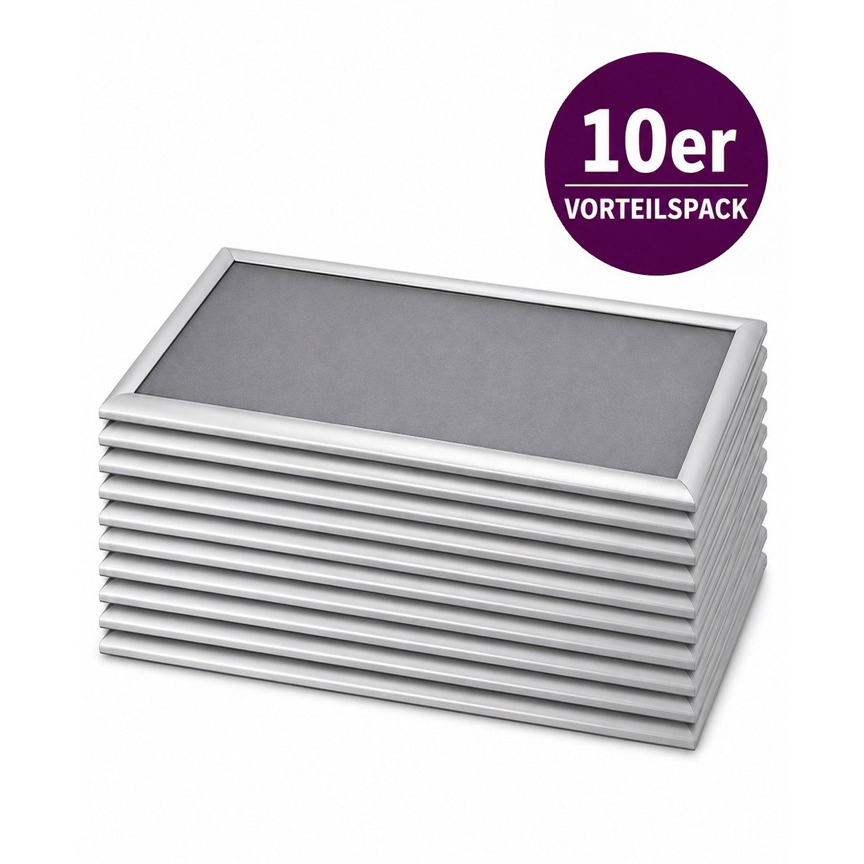 HR Direktverkauf GmbH Einzelrahmen Klapprahmen 10er Set Bilderrahmen aus Aluminium schwarz/silber, 10x Klapprahmen silber oder schwarz/ DIN A4 oder DIN A3, inkl. entspiegelte, UV-stabilisierte Schutzfolie