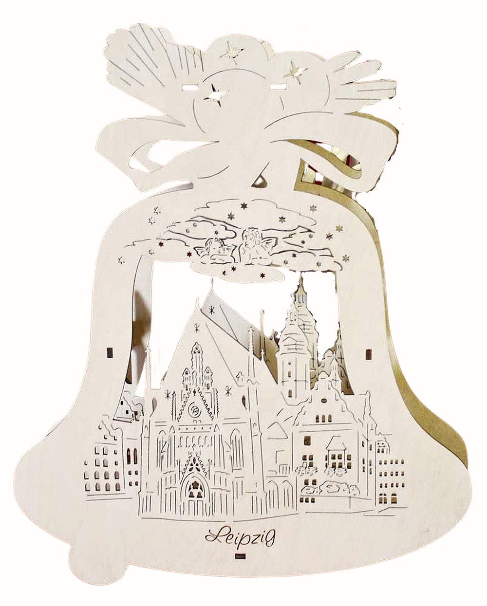 DeColibri Beleuchtetes Fensterbild Fensterbild "Leipzig Thomaskirche" beleuchtet - Holzkunst aus Sachsen, Holzkunst aus Sachsen, beleuchtet