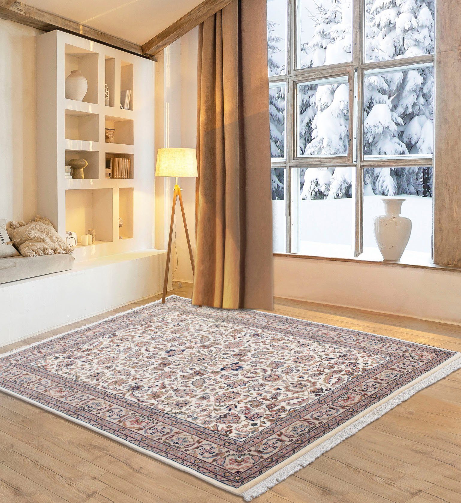 OTTO home Orientteppich BI Oriental, handgeknüpft, rechteckig, Höhe: 12 mm, reine Wolle, orientalisches Design, mit Fransen, Wohnzimmer