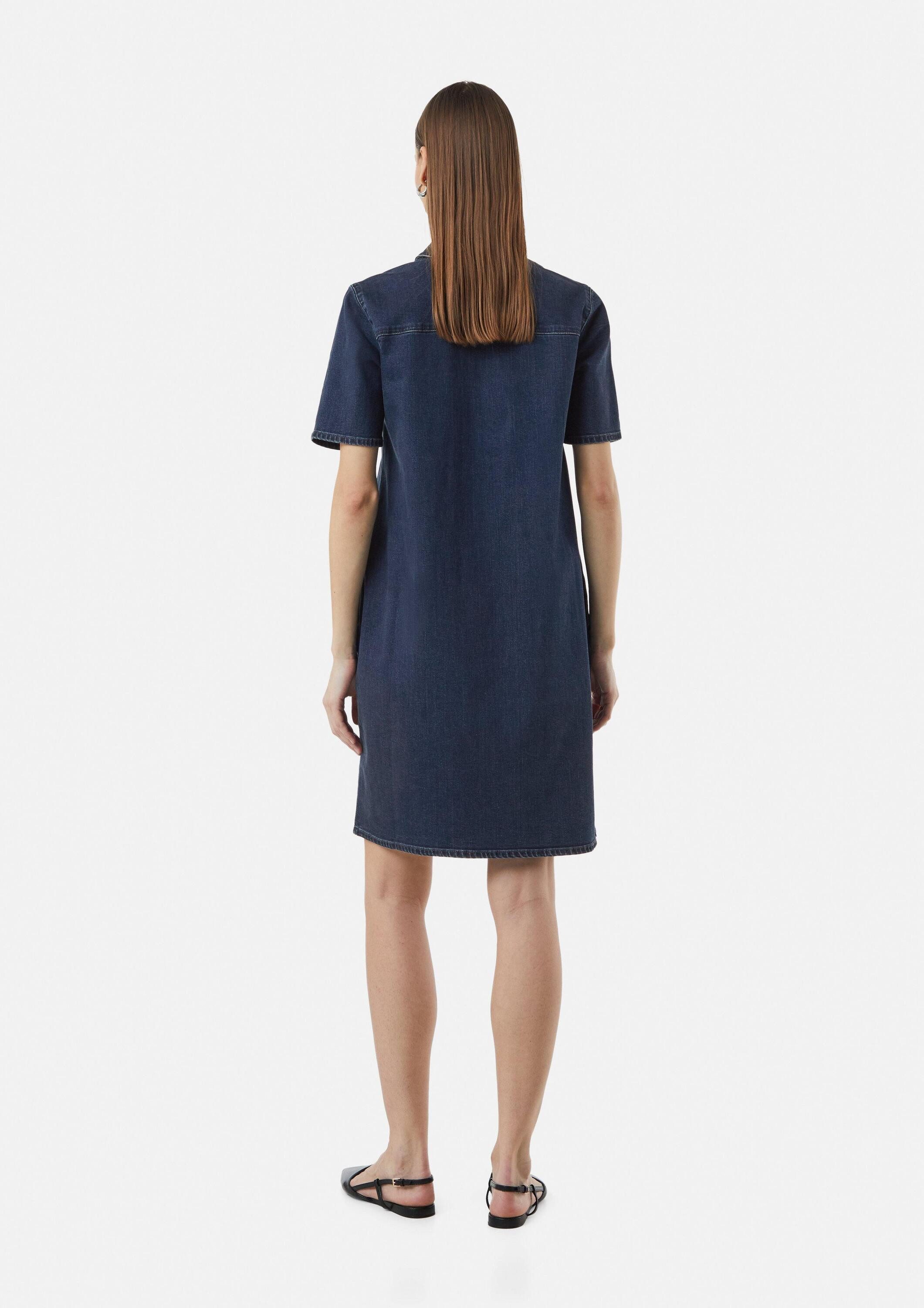 comma Midikleid Kleid Elastisches Denim-Kleid mit seitlichen Eingrifftaschen
