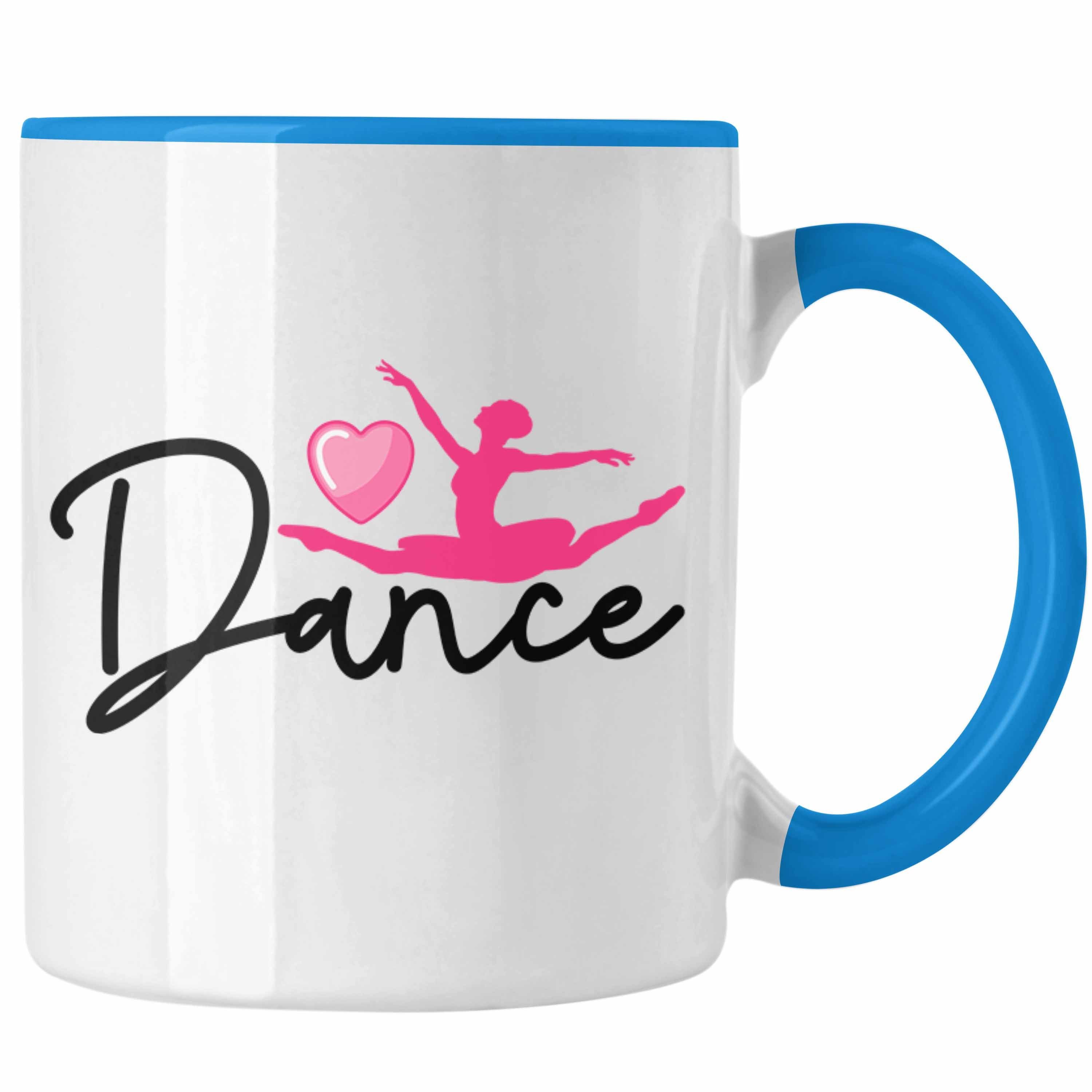 Trendation Tasse Tasse Ballett Ballerina Motiv Geschenk für Tanzliebhaber Ballerina-Fan Blau | Teetassen
