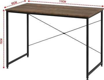 EUGAD Schreibtisch (1-St), Metall Holzwerkstoff, Rustikales Braun+Schwarz