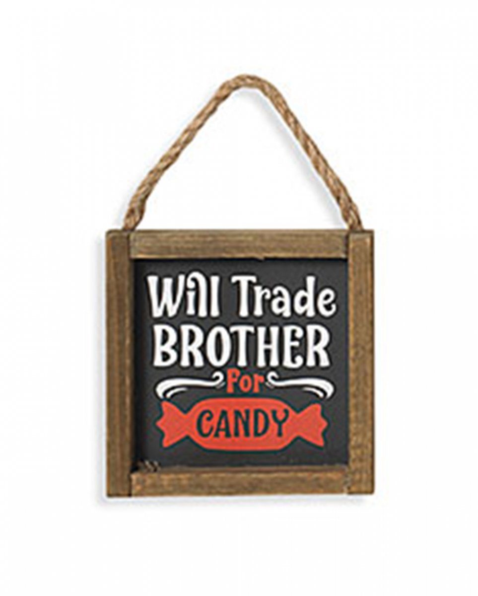 Horror-Shop Hängedekoration Halloween Wandbild „Will Trade Brother for Candy“