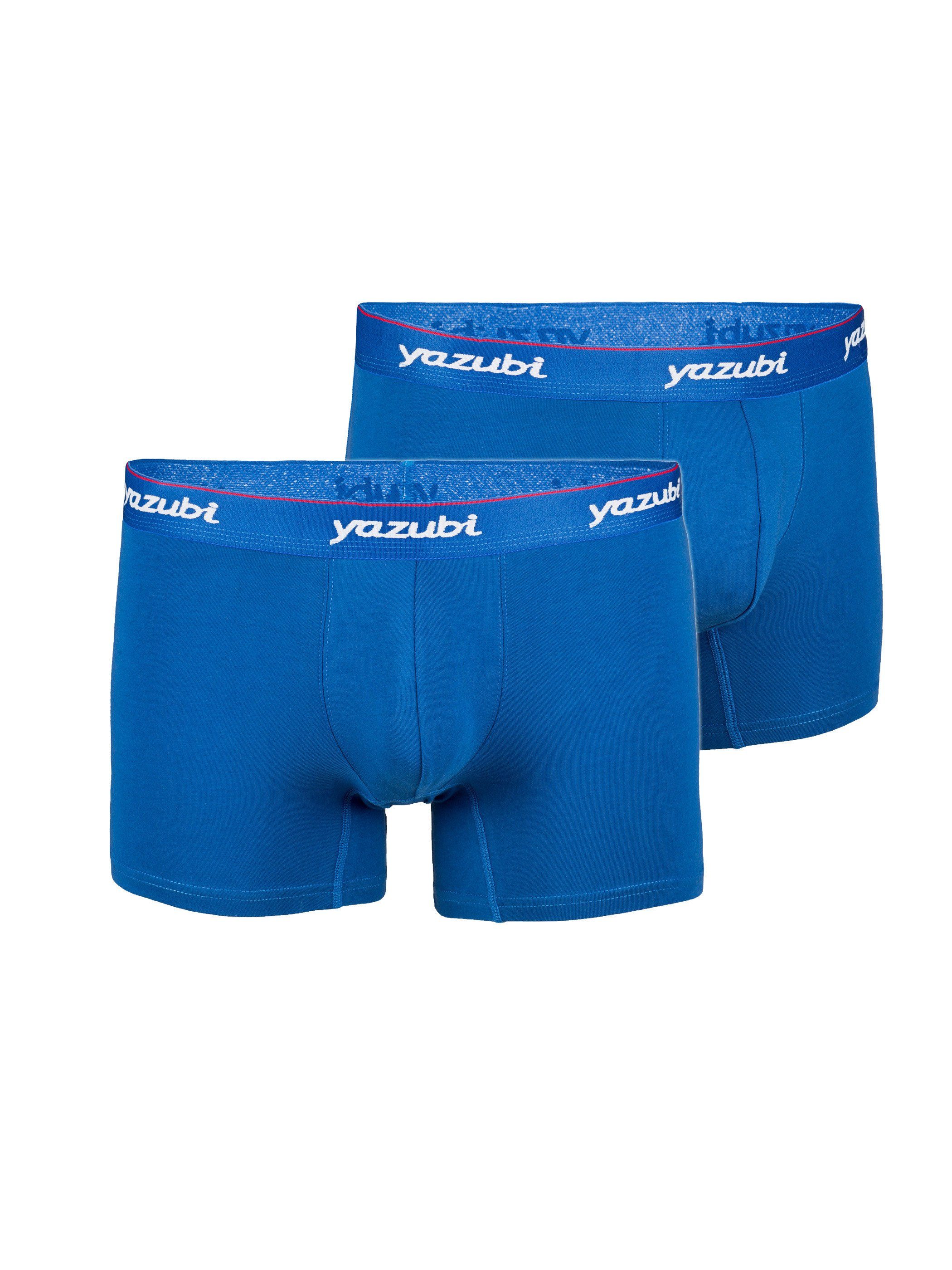 Yazubi Boxershorts Yazubi - Basic Trunks long (Spar-Packung, 2-St., 2er-Pack) bequeme Baumwoll Unterhosen im 2-Pack Blau (true blue 194057)