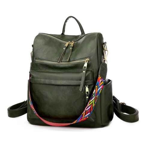 WISHDOR Rucksack Laptoprucksack Schulrucksack rucksack Reiserucksack Kunstleder (Kunstleder 33x36x15 cm, Schultertasche, Notebook Laptop Tasche, Schule Rucksack, Vintage), für Herren Damen Jungen Teenager Freizeit Arbeit Business Reisen