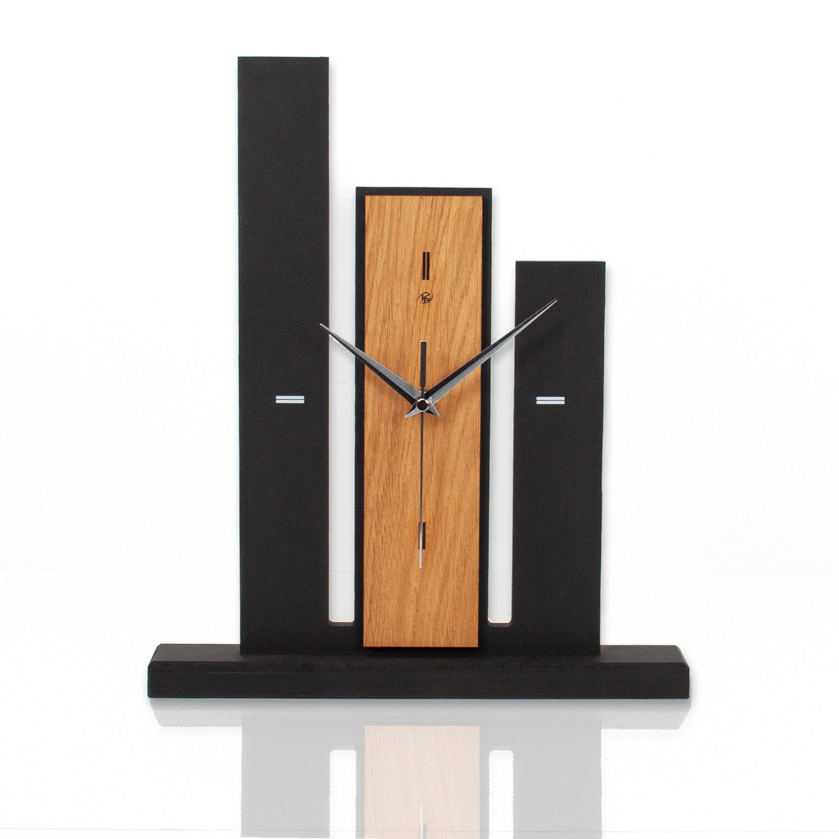 Standuhr Standuhr „Stairs“ aus Holz schwarze Tisch-Uhr ohne Ticken