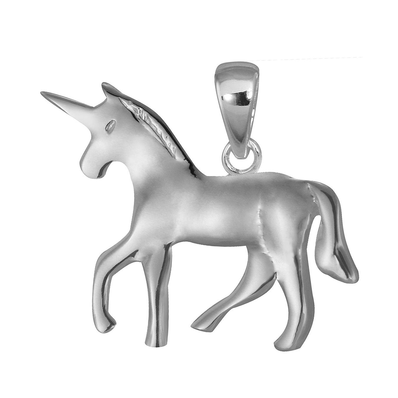 Teenie-Weenie Kettenanhänger Teenie-Weenie Ketten Anhänger Einhorn SD, Einhorn Kettenanhänger 925 Sterling Silber, Farbe: silber