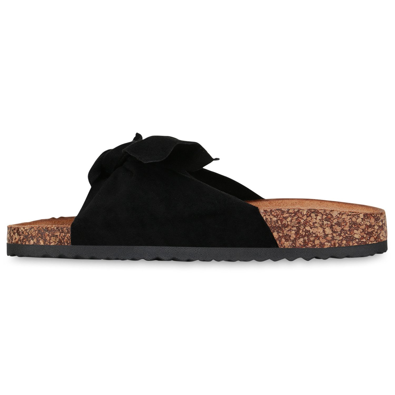 VAN HILL 833538 Pantolette Damen Sandalen Pantoletten Korkoptik Sommer Schlappen Hausschuhe