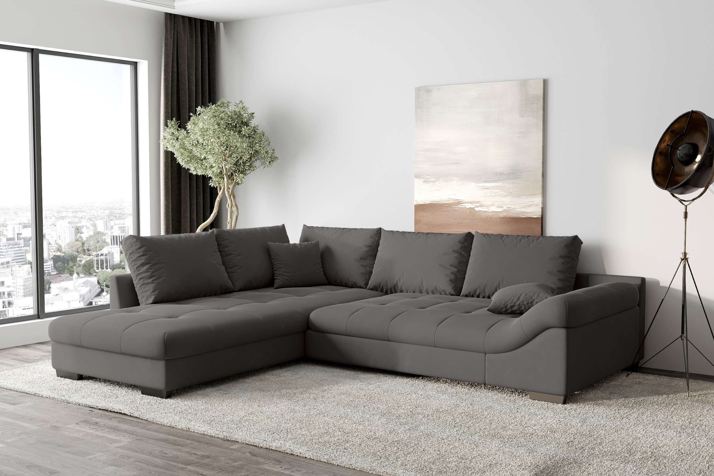 99rooms Ecksofa Terra, Sofa, L-Form, Inkl. 5 Rückenkissen, mit Rundumbezug, Wellenfederung