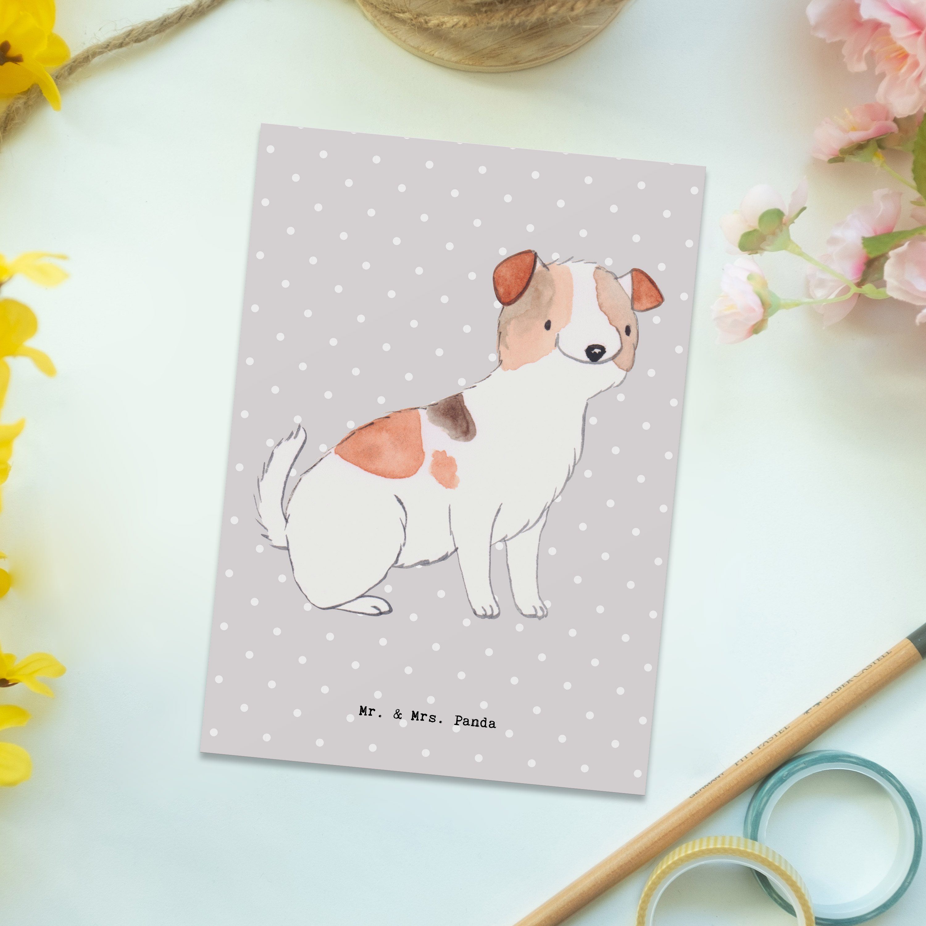 Mr. Russell Postkarte Jack Pastell Terrier - Panda Einladung, & Moment Grau Geschenk, Ges Mrs. -