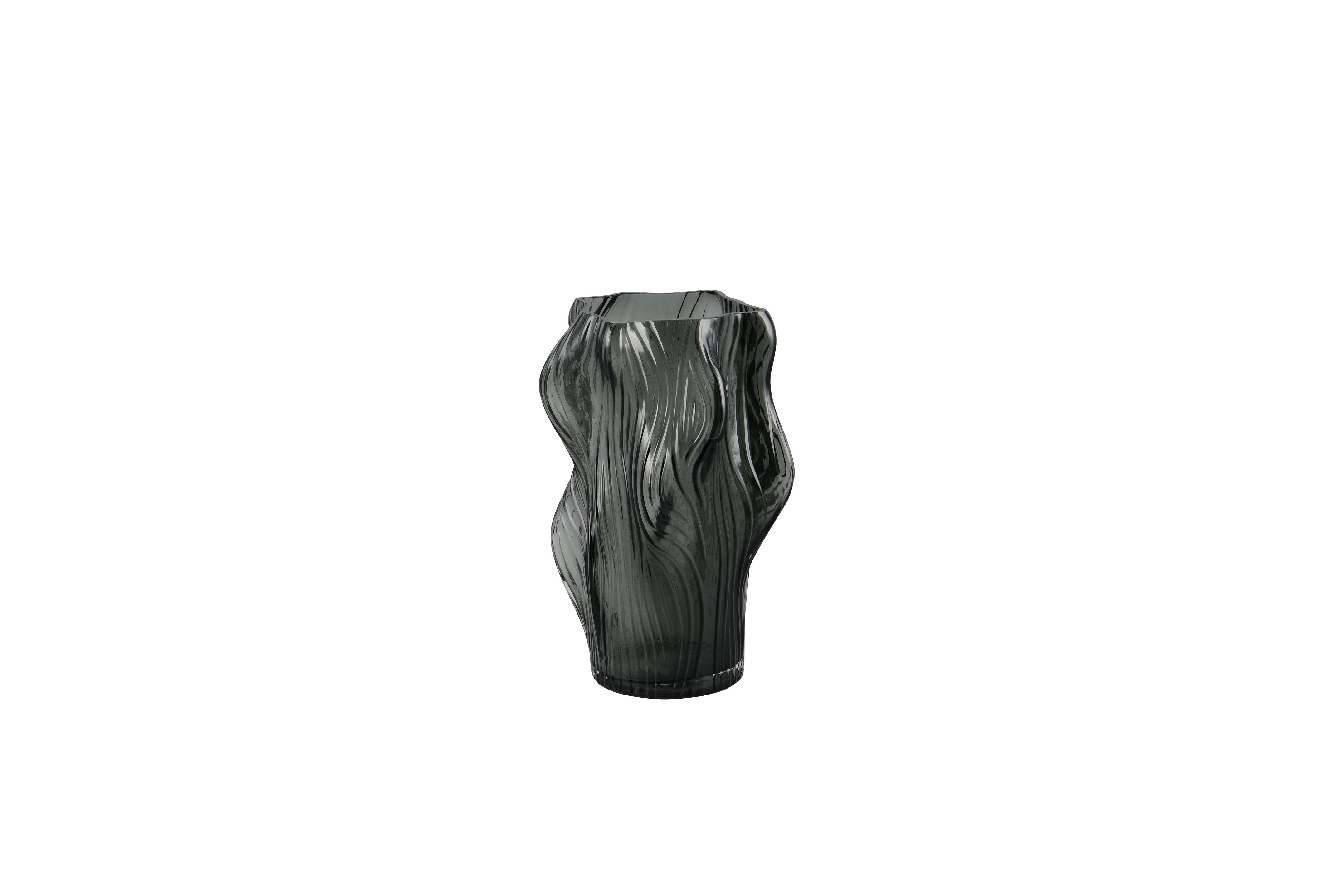 furnling Dekovase Vapo, Vase in außergewöhnlicher Form aus edlem Rauchglas, Höhe 30 cm
