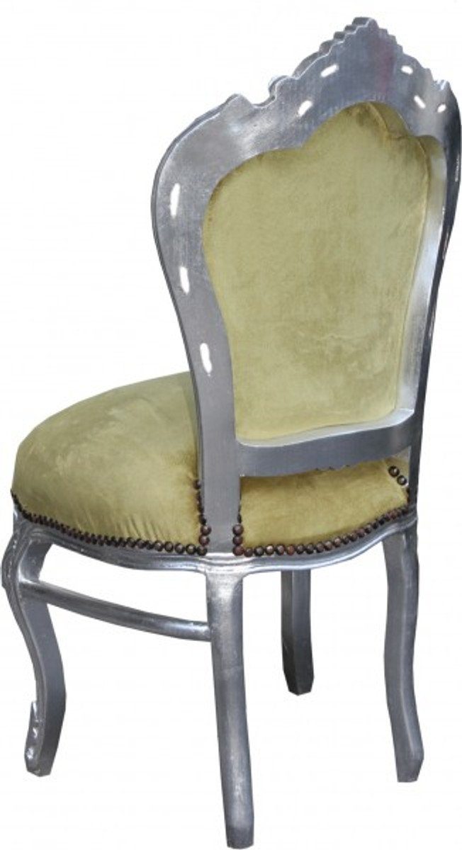 Casa Padrino Esszimmerstuhl Möbel Jadegrün - Look Stuhl Esszimmer Antik Silber / Antik Stil Barock