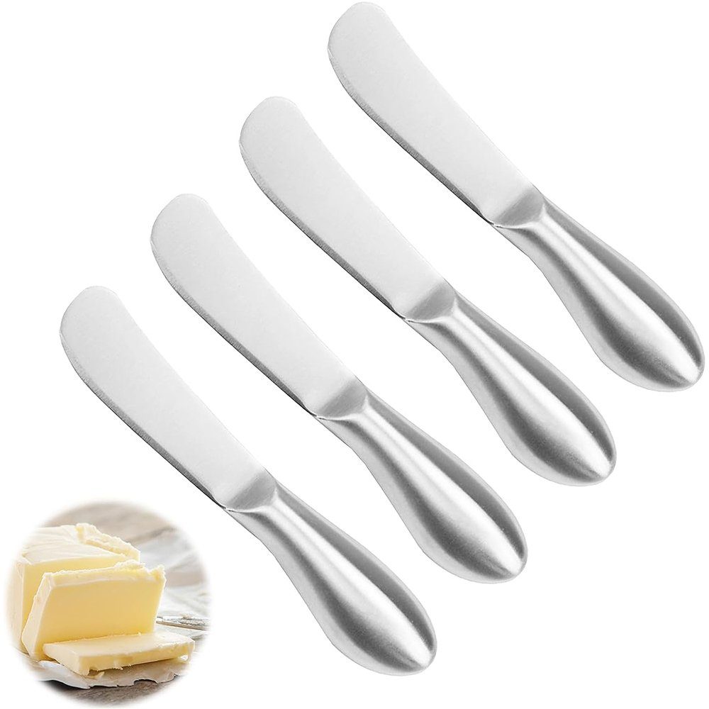 Käsemesser Buttermesser Klein Edelstahl Dessertmesser, 4 Stück Besteck Messer
