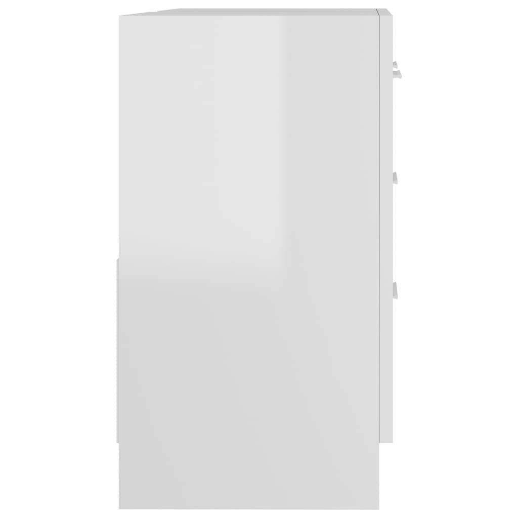 vidaXL cm Spanplatte, Badezimmer-Set Waschbeckenunterschrank Hochglanz-Weiß (1-St) 63x30x54