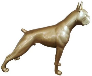 Casa Padrino Skulptur Riesige XXL Boxer Skulptur Gold 190 x H. 173 cm - Wetterbeständige Deko Gartenskulptur - Gartendeko Tierfigur Hunde Skulptur Hund