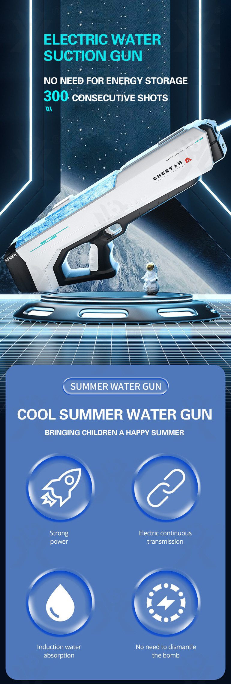 D&I Wasserpistole D&I elektrische Premium Wasserpistole Weiß Gewehr ab 6 Jahre