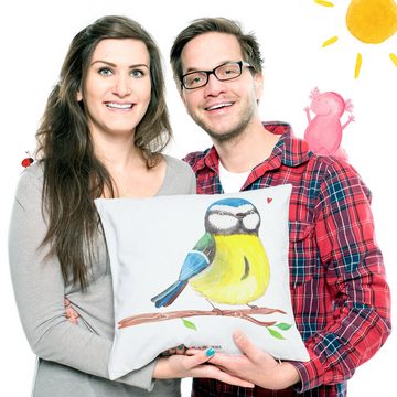 Mr. & Mrs. Panda Dekokissen Vogel Blaumeise - Weiß - Geschenk, Osterhase, Frühling, Ostergeschenk, Herzerwärmendes Motiv