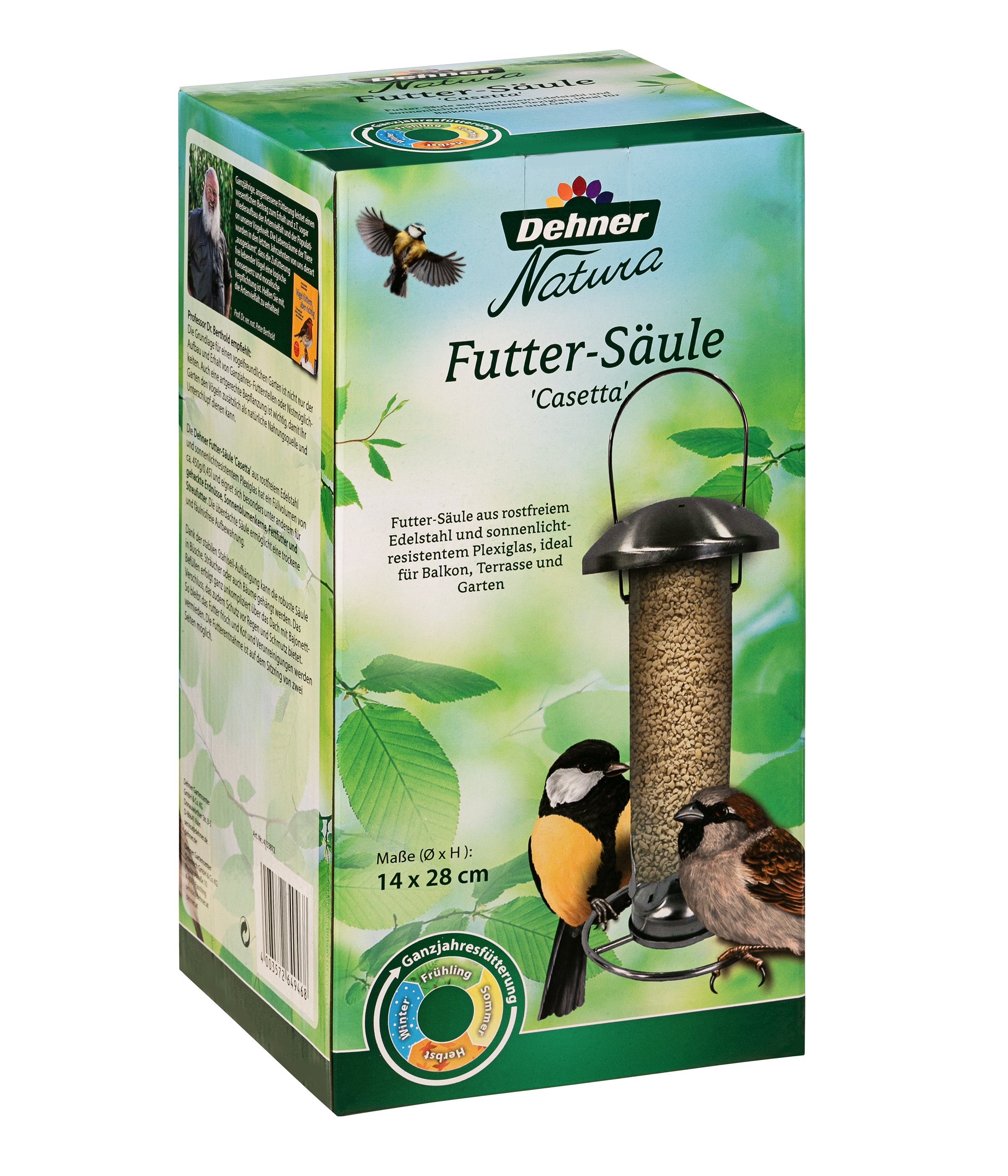 Dehner Vogelhaus Futtersäule Casetta, 28 x 14 x 14 cm, Edelstahl