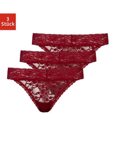 SNOCKS Tanga Unterwäsche Damen String Unterhosen Tanga (3 Stück, 3-St) vollständig aus Spitze, Zwickel aus 100% Bio-Baumwolle