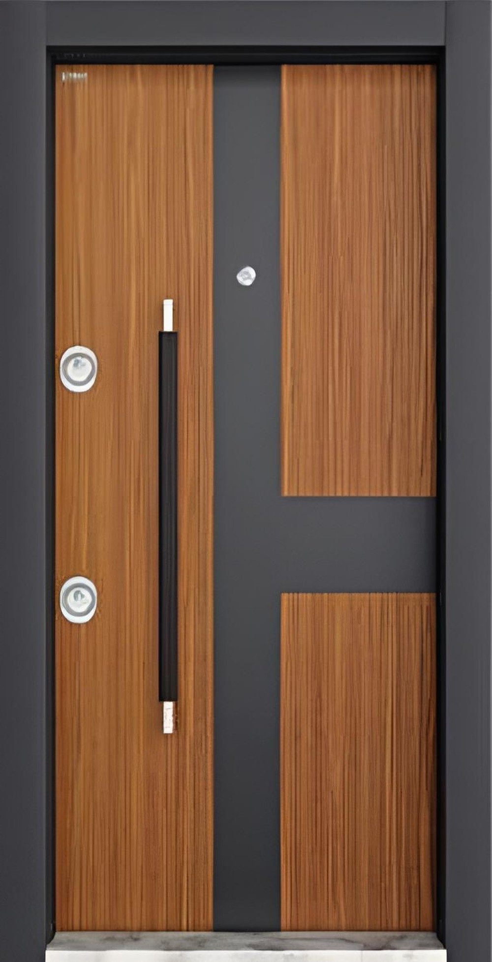 JVmoebel Haustür Braune Kunststofftür mit satin Finish und RC2-Sicherheitsklasse (1-St), Made in Europa