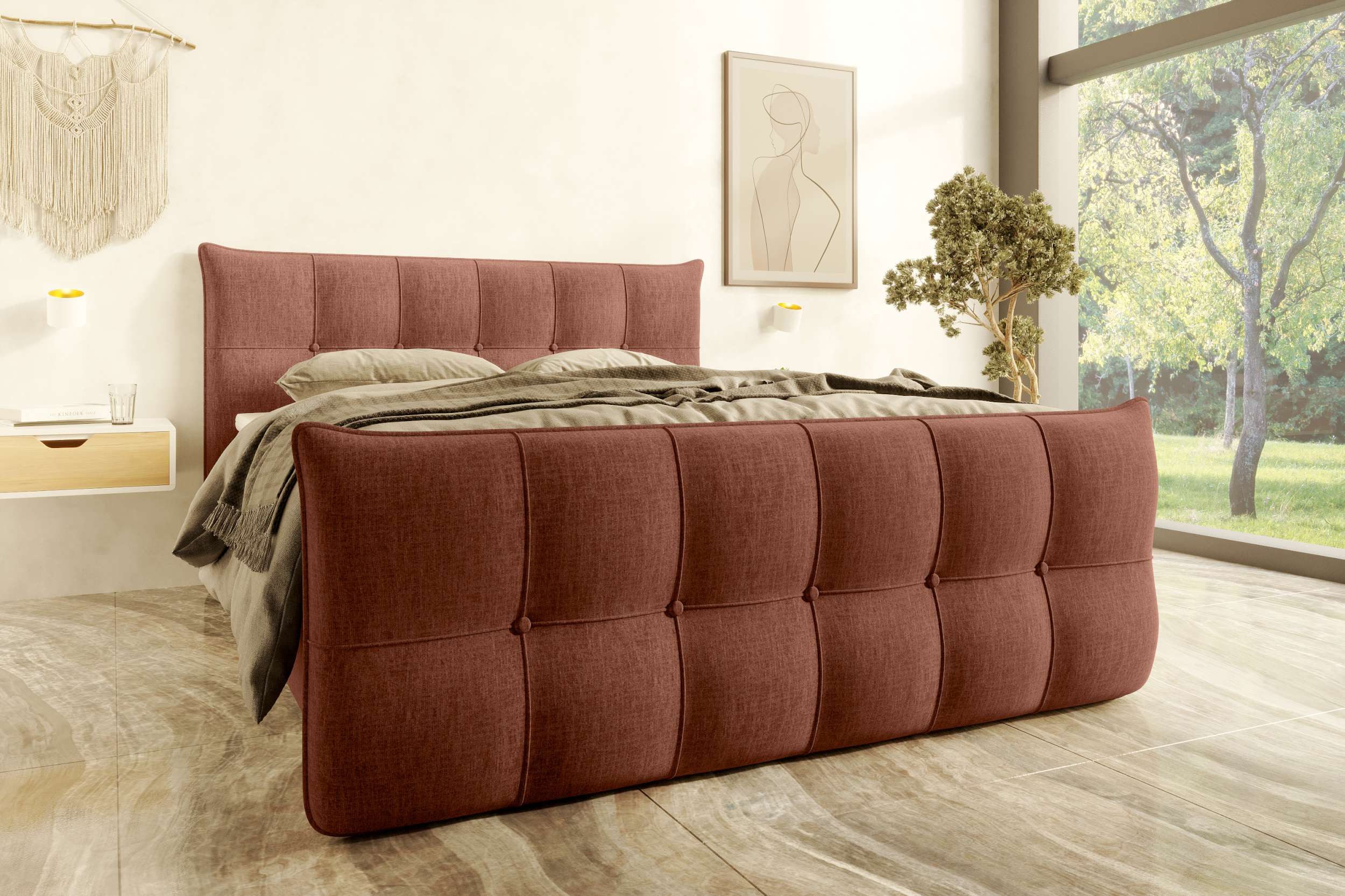 99rooms Boxspringbett Divan Plus (Schlafzimmerbett, Bett), 140/160/180/200x200 cm, in Jacquard TRESOR, mit Topper, Bettkasten